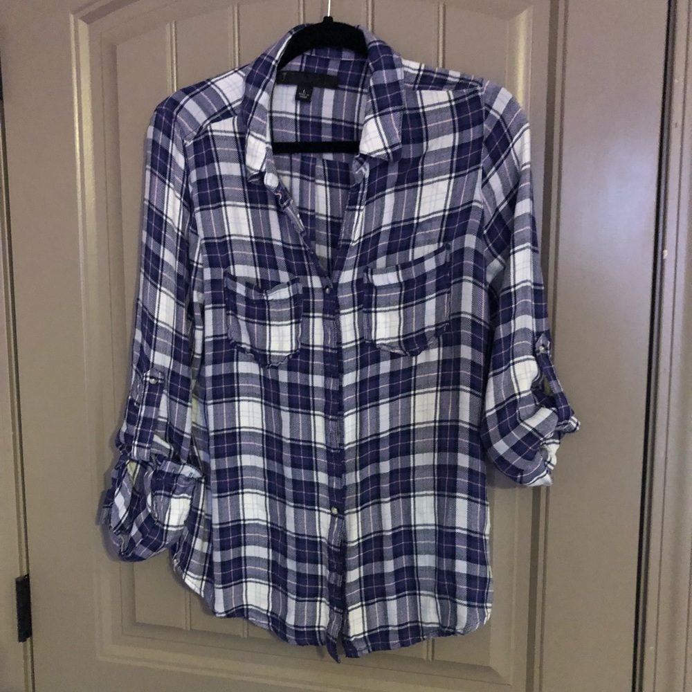 Tinsel button down plaid size large EUC